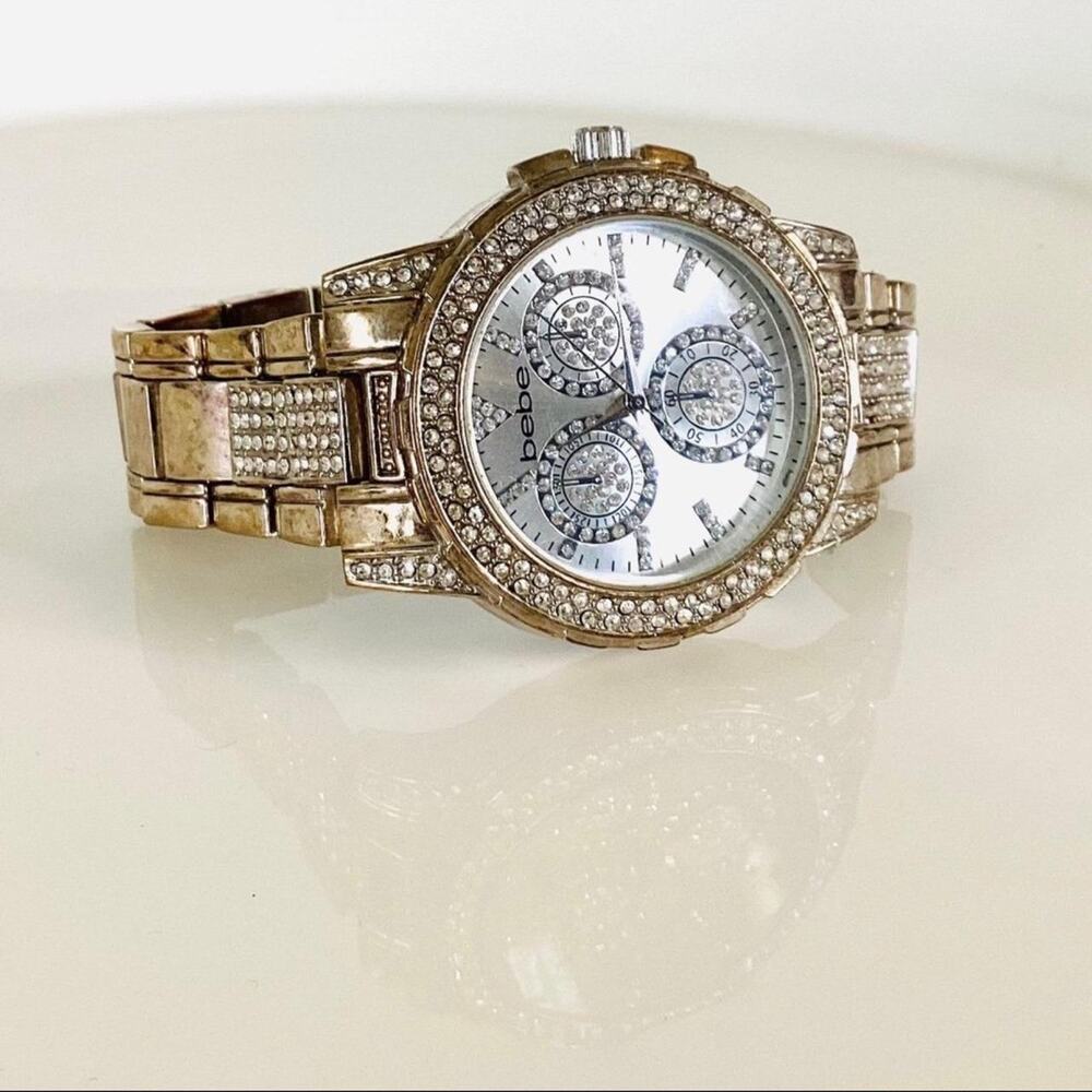 Bebe SILVER DIAL CRYSTAL BEZEL WATCH